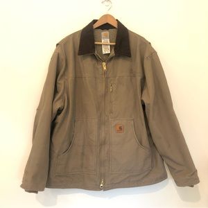 Carhartt Tan Duck Canvas Fleece Lined Heavy Duty Coat RN14806. Sz 2X TALL